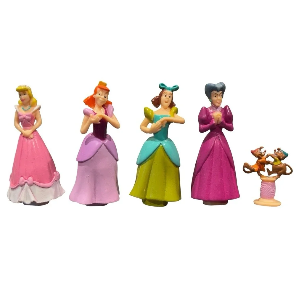 Vintage Disney Polly Pocket Cinderella Figure Lot Stepsisters Stepmother Mice
